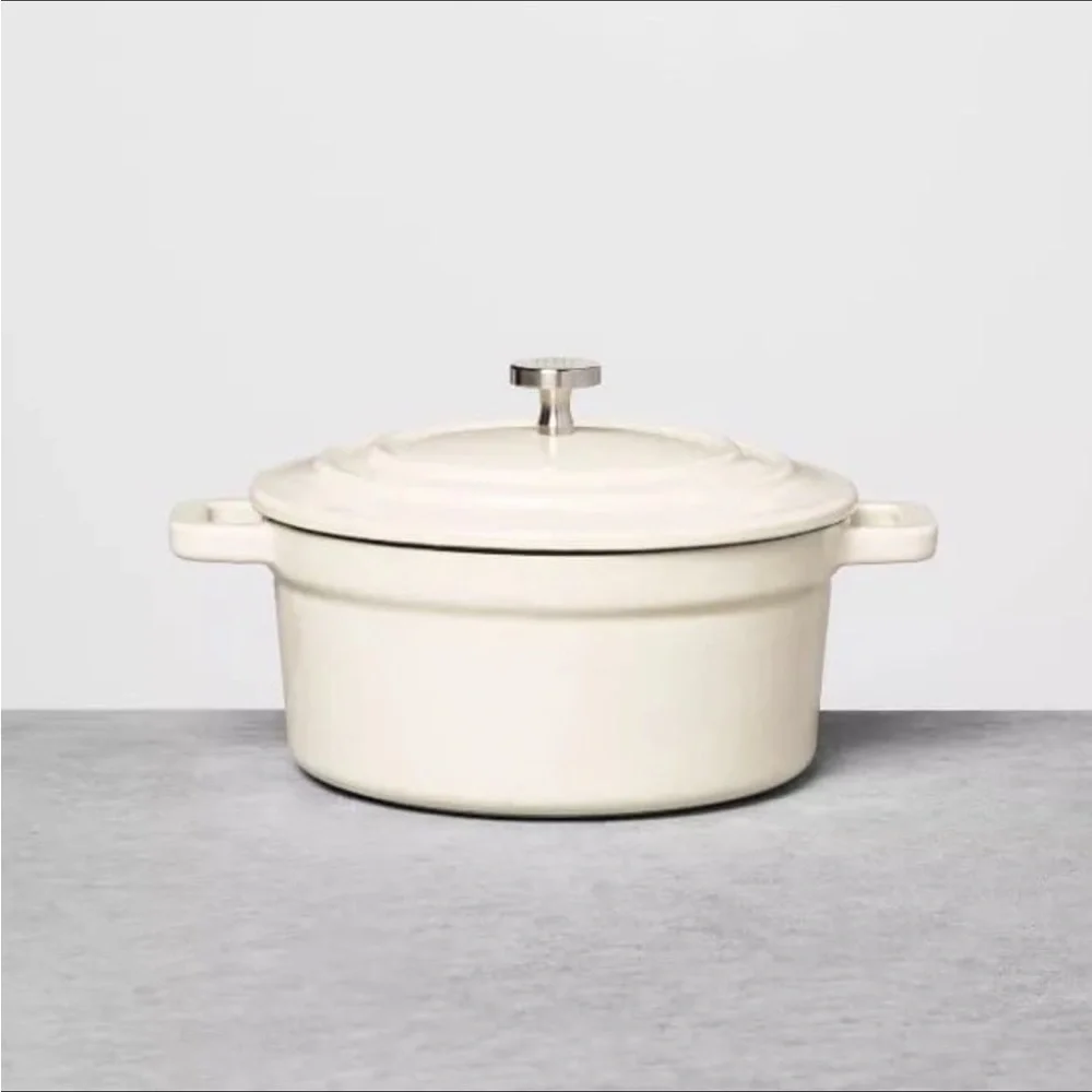 .5qt Enameled Cast Iron Mini Dutch Oven Cream - Hearth & Hand™ with Magnolia